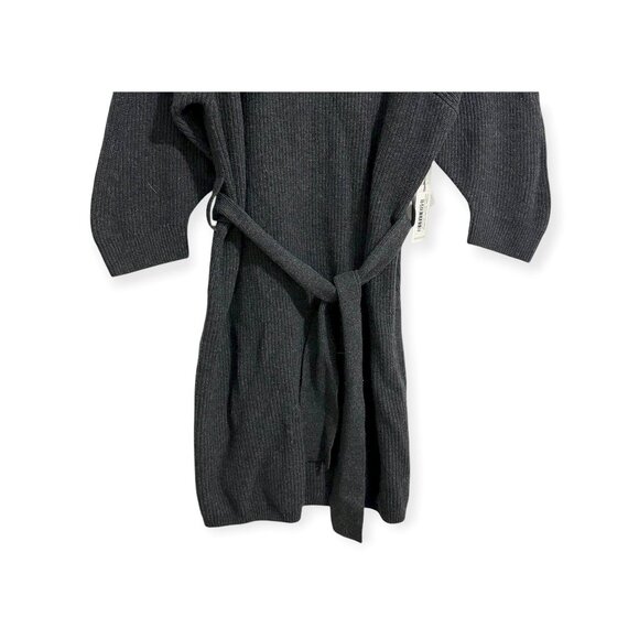 BROCHU WALKER The Leith Belted Knit Dress In Dark Charcoal Melange, Size L, NWT - Picture 11 of 15